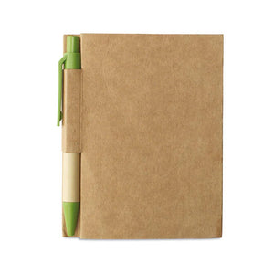 Notitieblok en gerecyclede pen bedrukken