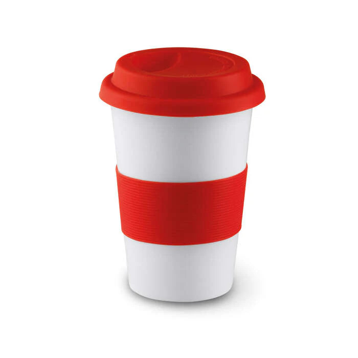 Mok met deksel rood 1 kleur tc 8034