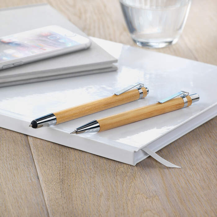 Bamboe pen en potloodset bedrukken