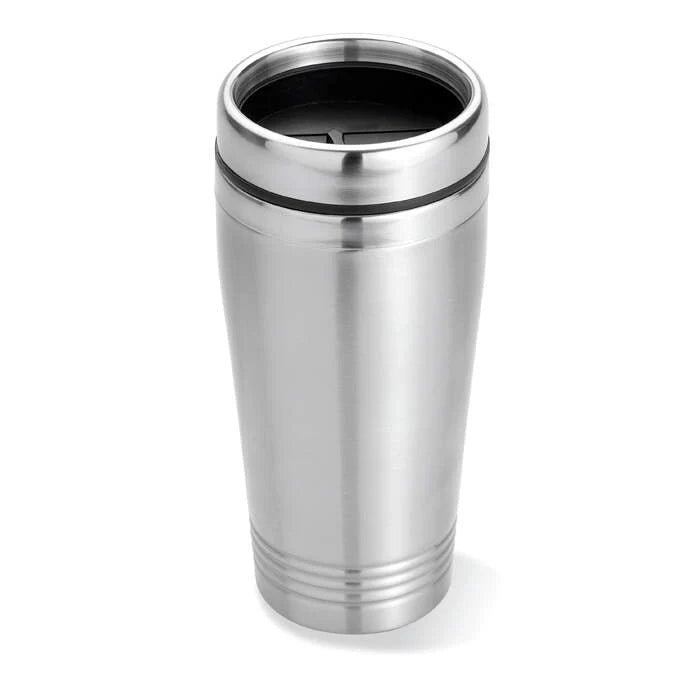 Dubbelwandige reisbeker zilver 2 kleuren tp 3410