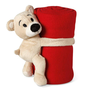 Fleece deken met beer blauw 2 kleuren tr 3794
