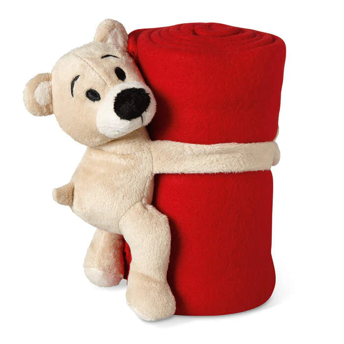 Fleece deken met beer blauw 2 kleuren tr 3794