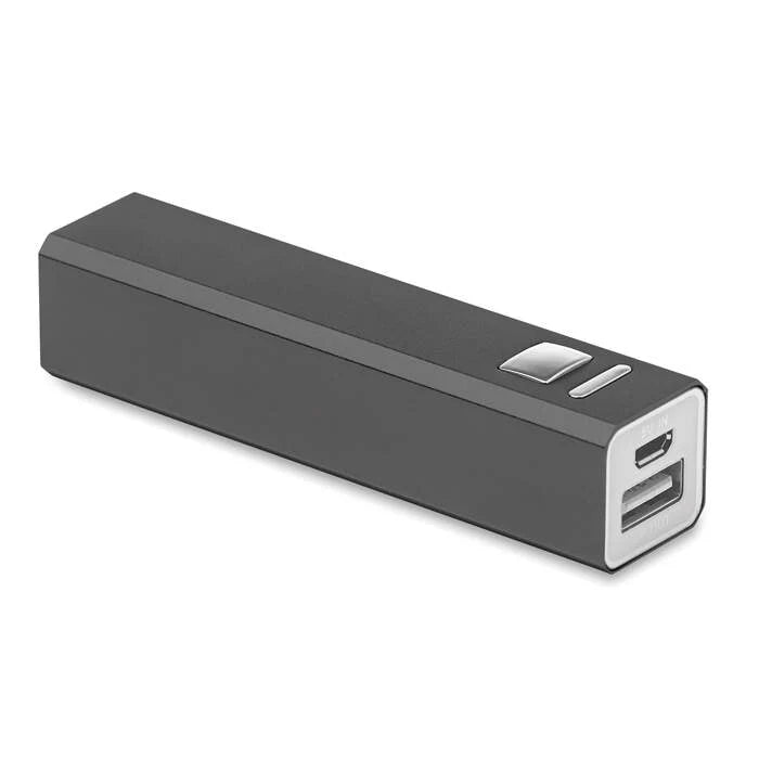 PowerBank aluminium zwart Graveren 9623