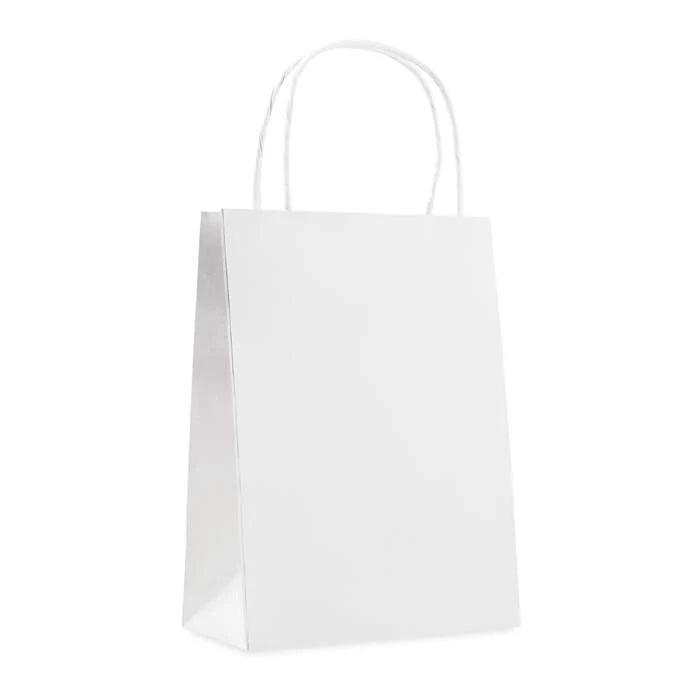Papieren geschenktas. (Small). wit 2 kleuren zd 8948