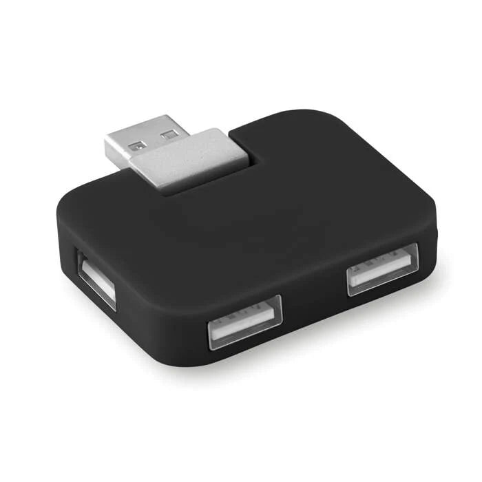 USB Hub SQUARE zwart onbedrukt 12750