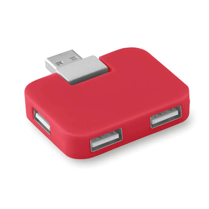 USB Hub SQUARE rood 1 kleur tp 12747