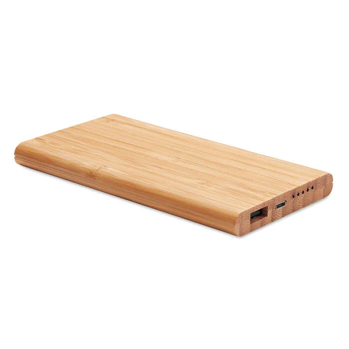 Draadloze bamboe powerbank hout 2 kleuren tp 2927