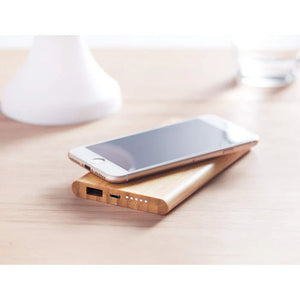 Draadloze bamboe powerbank bedrukken