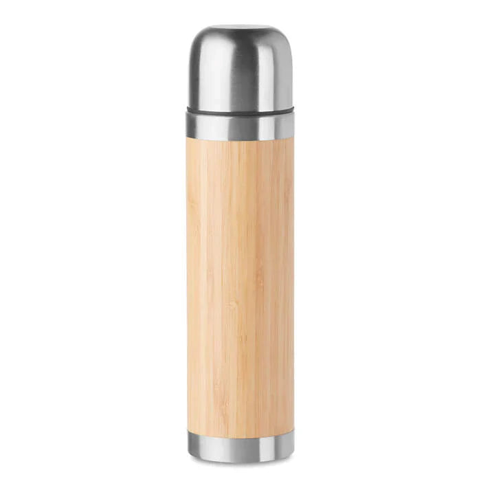 Thermosfles met bamboe sample