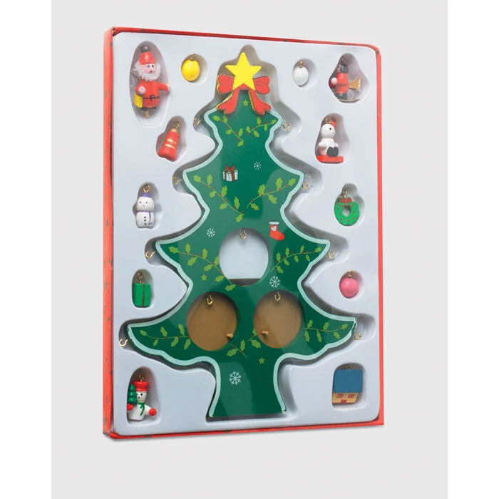 Houten kerstboom met decoratie groen onbedrukt 5273