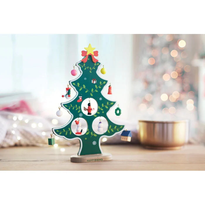 Houten kerstboom met decoratie groen 1 kleur 5272