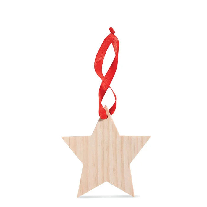 Stervormige houten hanger bedrukken