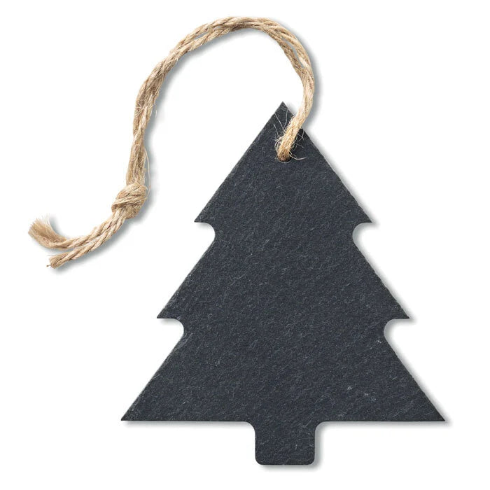 Kerstboom hanger van leisteen zwart onbedrukt 6074