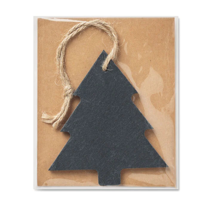 Kerstboom hanger van leisteen zwart 1 kleur 6073