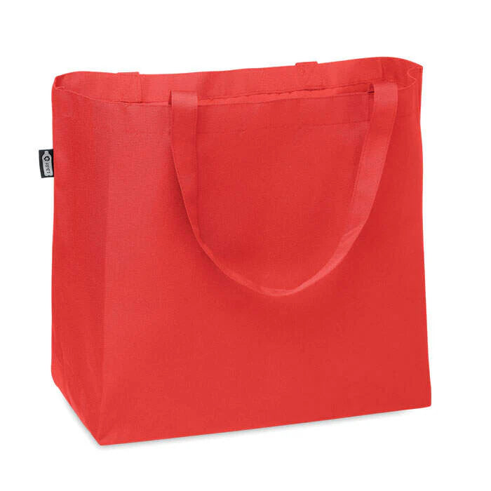 Grote 600D RPET boodschappentas rood 2 kleuren zd 4620
