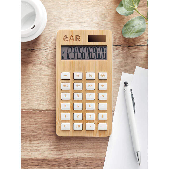 12-Cijferige calculator hout onbedrukt 25